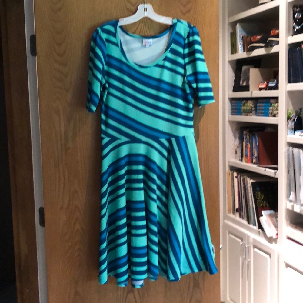 LuLaroe Nicole dress green stripe XL